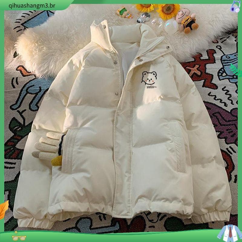 Inverno para baixo acolchoado jaqueta feminina inverno masculino feminino estudante jaqueta de pão de comprimento médio