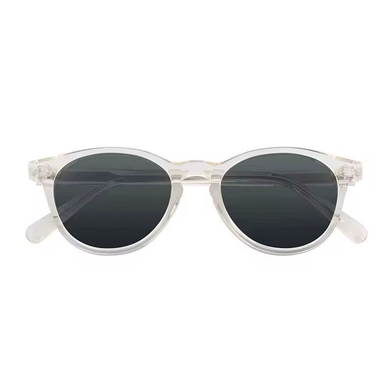 Óculos de Sol Redondo Retrô Vintage Armação Transparente Cristal Lente Preta Unissex Moda Verão 2026 Feminino Masculino