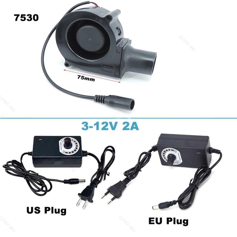 12V 7cm 7530 DC Power Controlador De Velocidade Variável Rolamentos De Esferas Ventilador De Ar Cooler Resfriamento 75mm