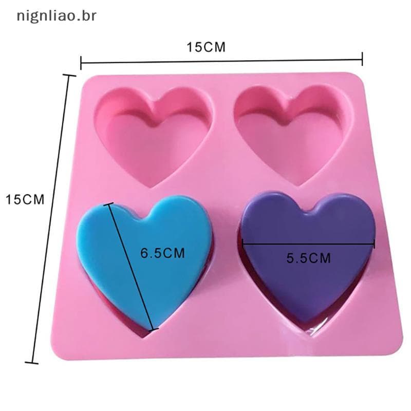nignliao Molde De Sabão De Silicone Artesanal Com 4 Cavidades , Coração 3d , Artesanato , Fabricação Para Vela BR