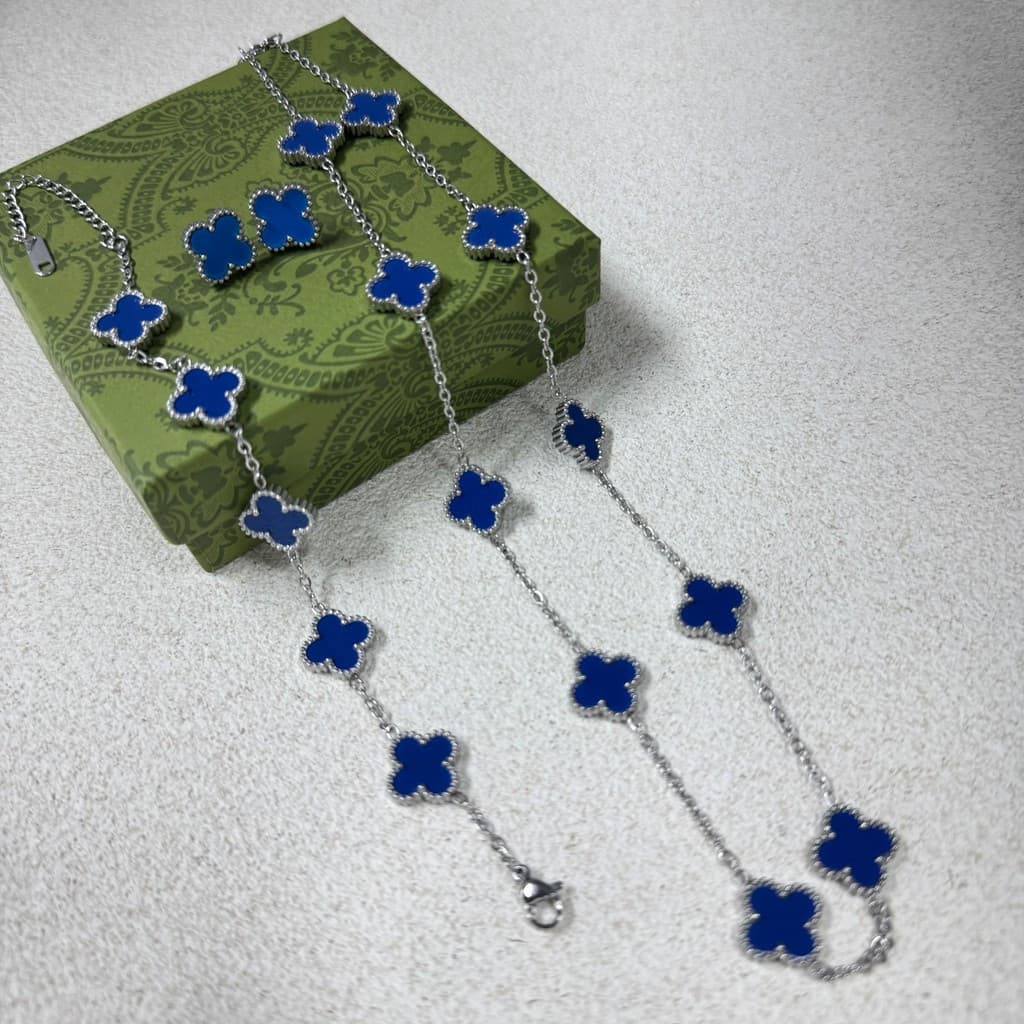 Conjunto de Colar e Pulseira de Aço de Titânio Dupla Face Joias de Aço Inoxidável Banho de Ouro 18K Não Desbotam