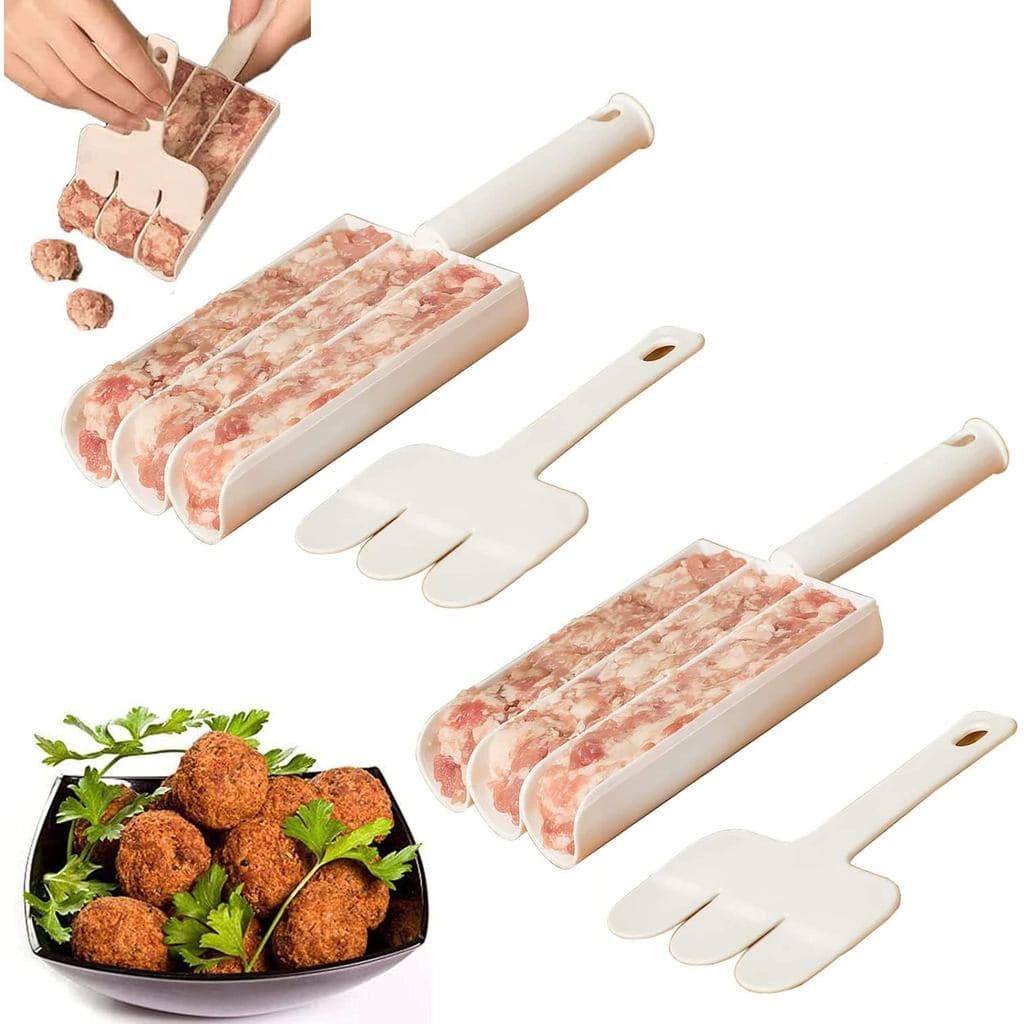 Conjunto de 2 Utensílios Criativos para Cozinha, Forma para Fazer Três Almôndegas de Uma Vez, Antiaderente, Ferramentas