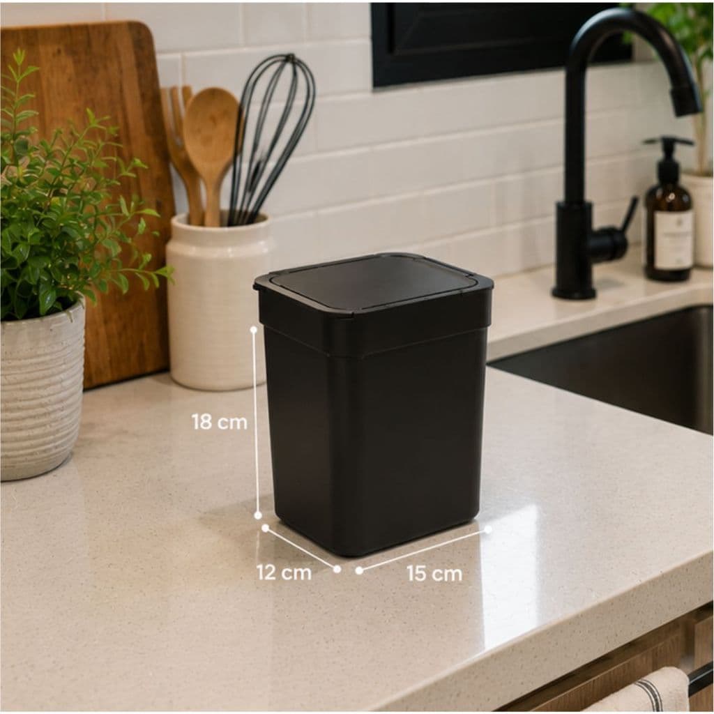 Lixeira Plástica 2,5L Soprano Preta – Compacta, Moderna e Prática