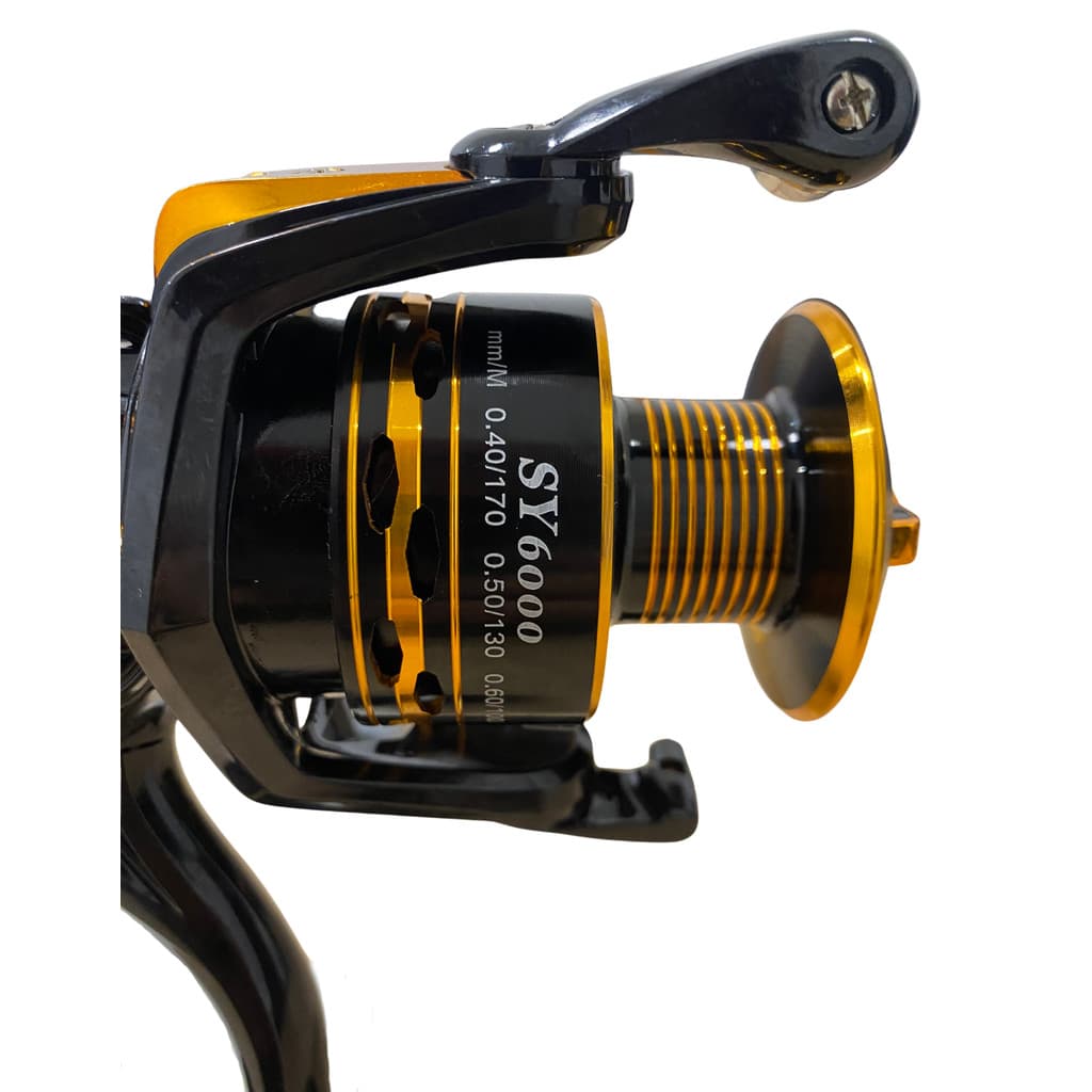 Molinete Pesca SY6000A Fibra Vidro Liga Dourado Carretel Molinete 6000