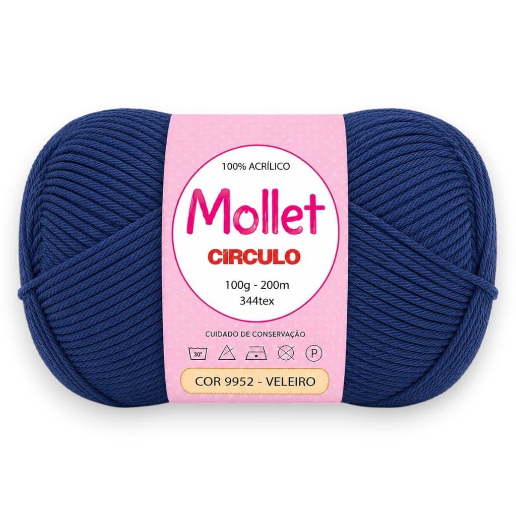 Fio Mollet Círculo 100g 200m Cor 9952 Veleiro para Tricô, Crochê e Artesanato