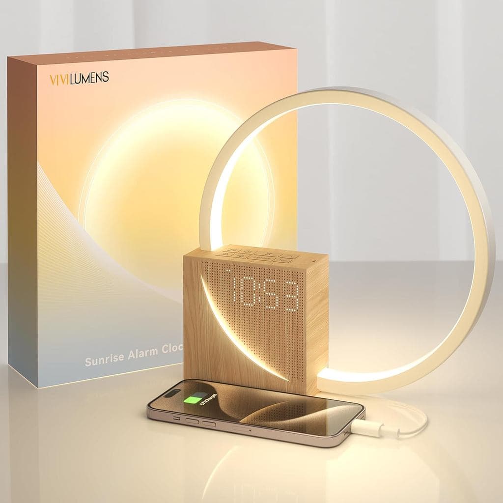 Despertador Vivilumens Sunrise para Adultos com Sono Pesado, Luz de Despertar, Auxiliar de Sono com 10 Máquinas de Som d