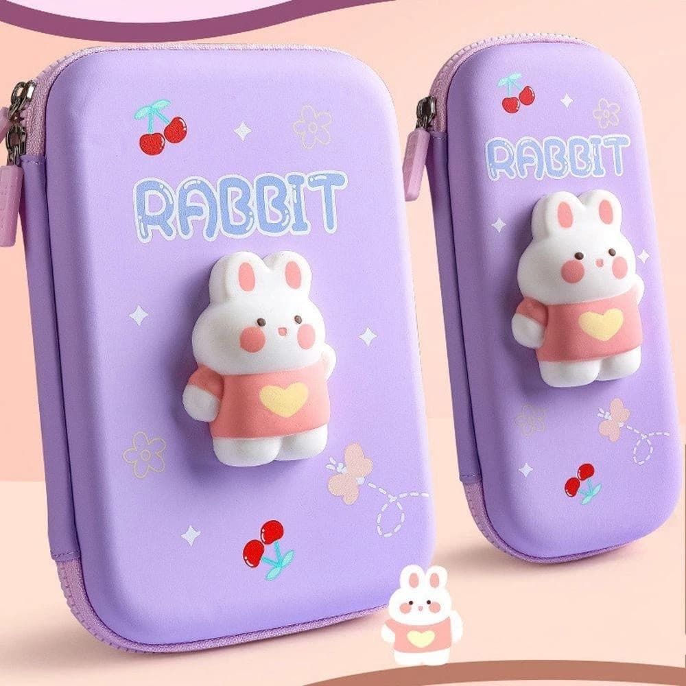 Lápis com zíper portátil para estojo adorável desenho animado 3D