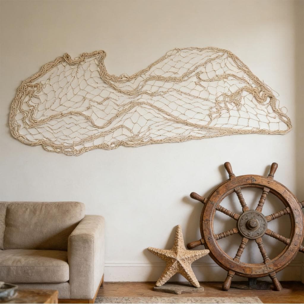 Rede de pesca decorativa com tema náutico, decoração de parede, cenário de exibição de fotos para festa