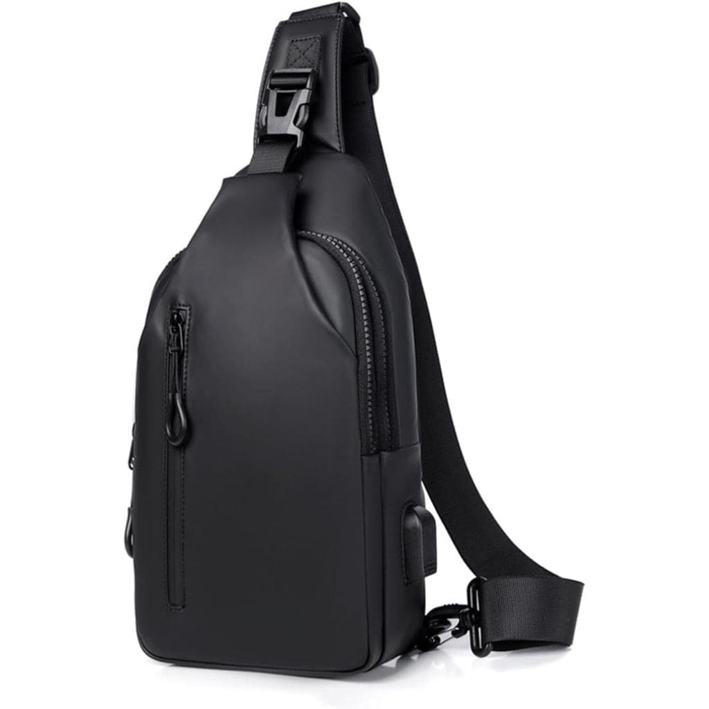 Bolsa Transversal Impermeável para Homens, Mochila de Ombro para Viagem com Porta de Carregamento USB, Bolsa Antifurto p