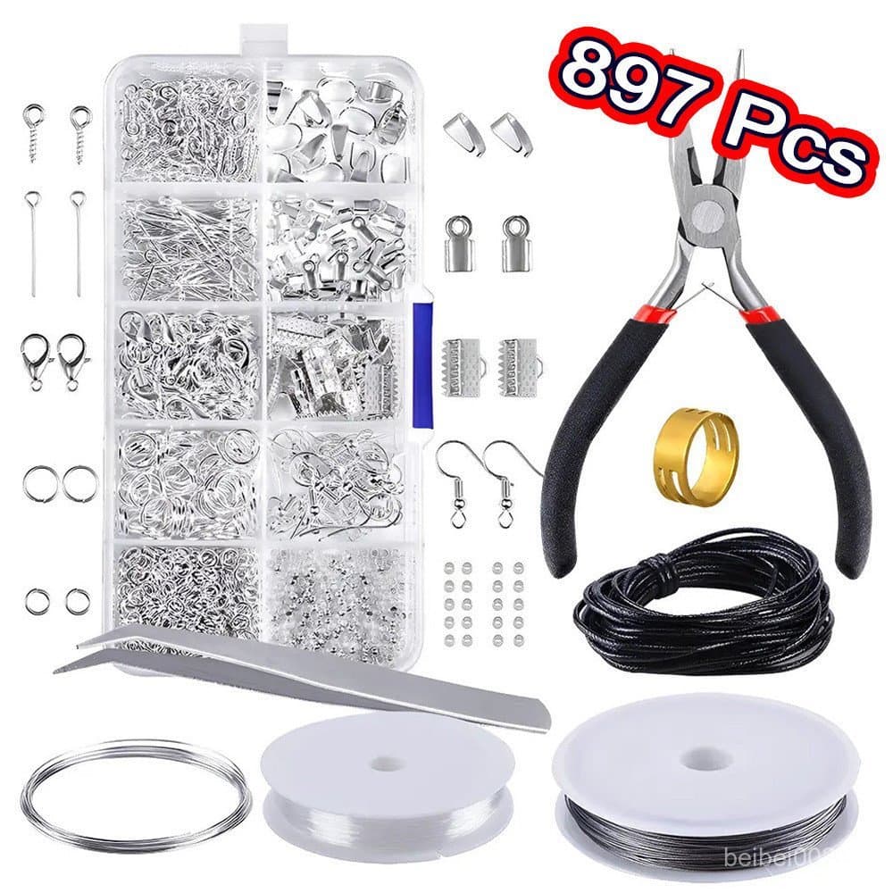 Kit 897 Pcs Bijuterias Para Fazer Jóia Diy Com Alicate Pinça Pronta Entrega