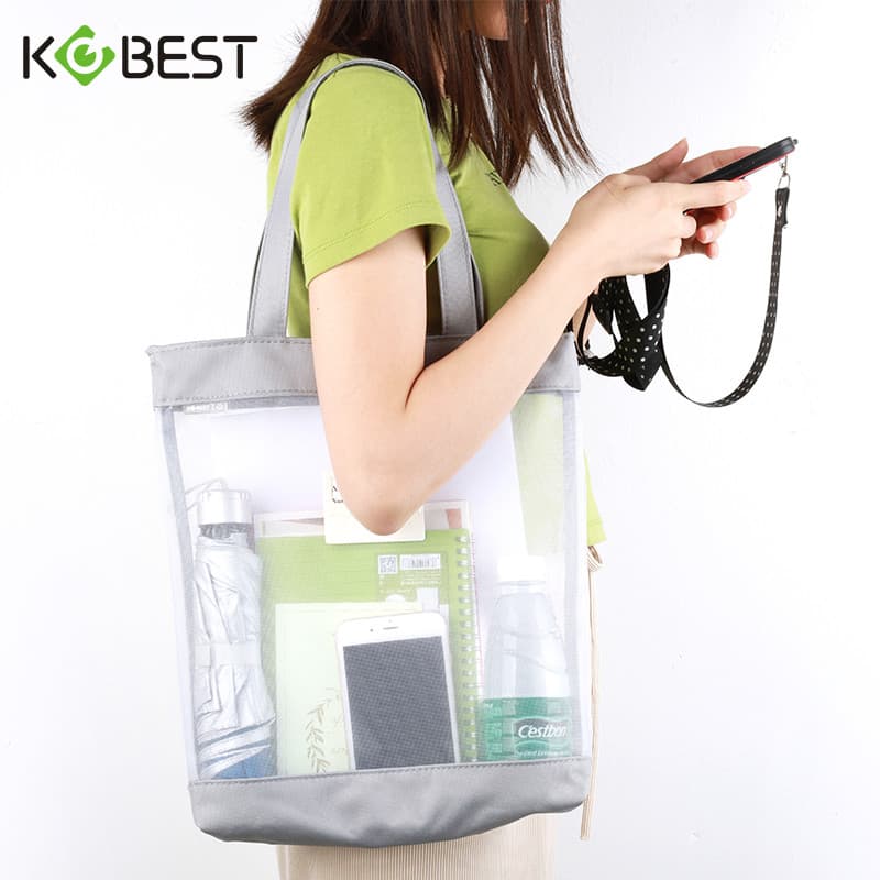Bolsa de malha portátil com zíper de grande capacidade Bolsa de documentos transparente A4 simples Bolsa de estudante Bo