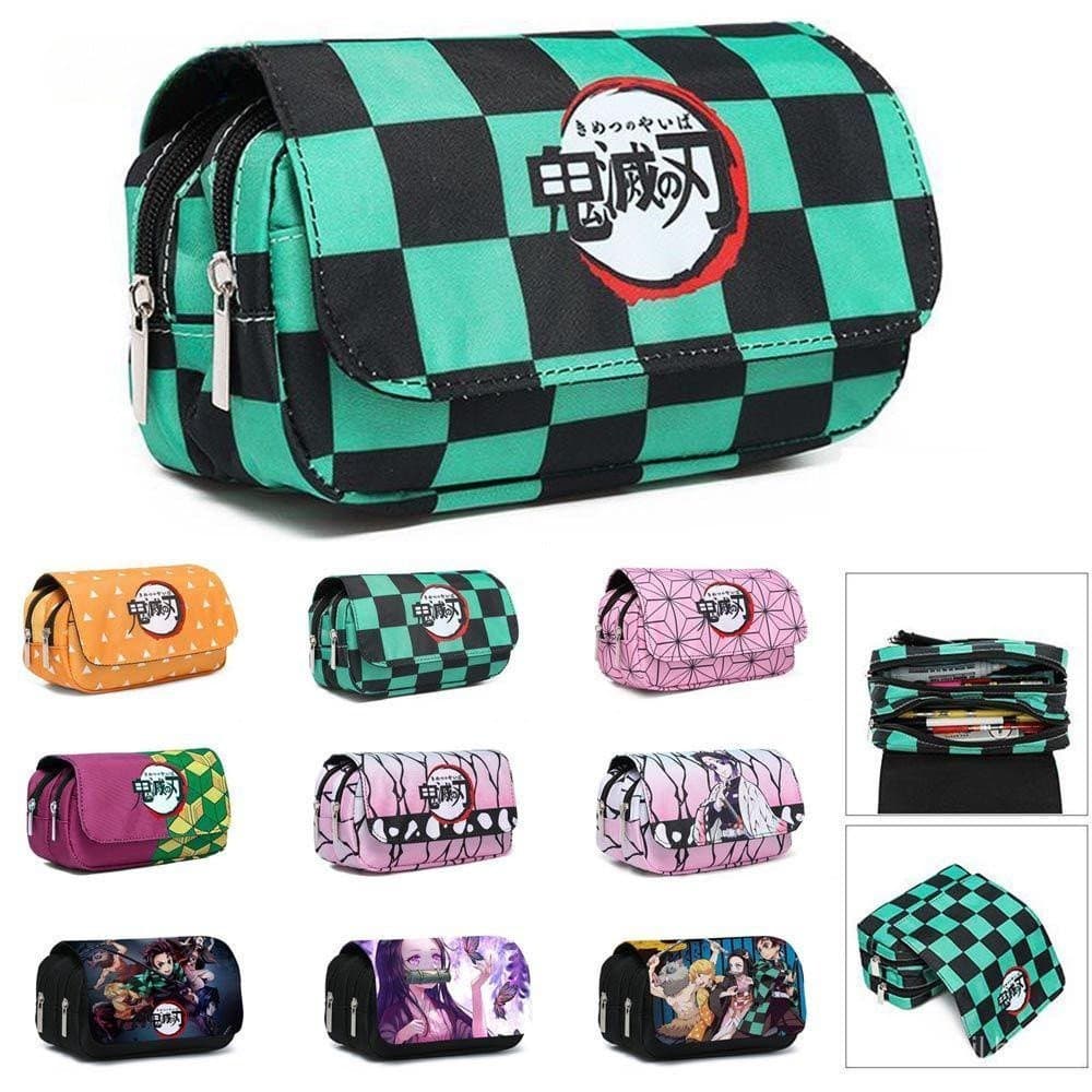 BLING Demon Slayer Kimetsu No Yaiba Suporte De Papelaria Fofo De Volta Às Aulas Caixa De Caneta Com Zíper De Lona