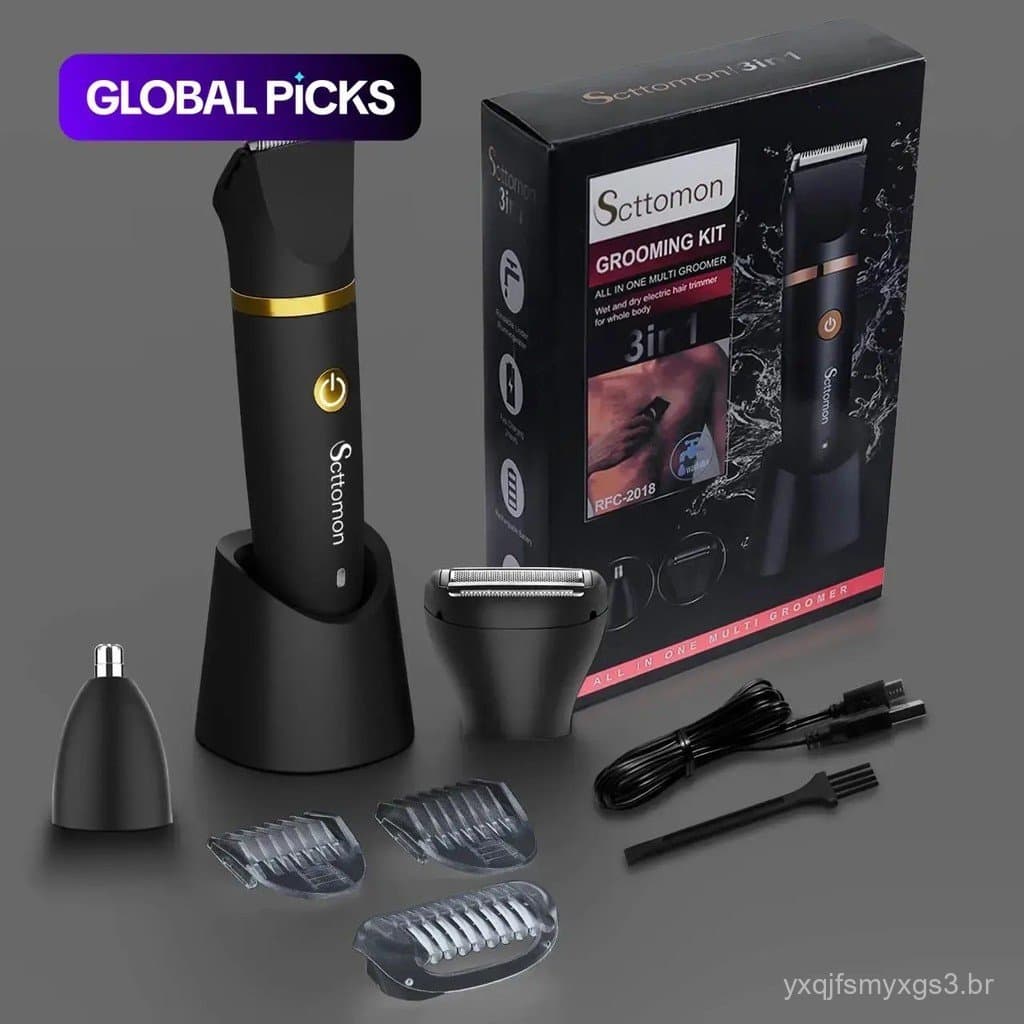 Aparador de cabelo multifuncional 3 em 1 para homens, cortador de cabelo, aparador para áreas íntimas, barba, sobrancelh
