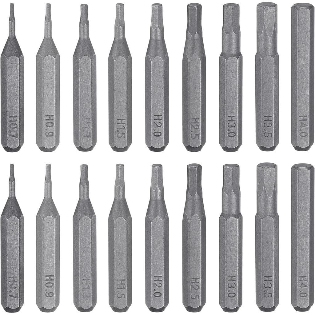 Conjunto de 18 Pontas de Chave de Fenda HARFINGTON H0.7-H4.0, Haste Hexagonal de 5/32", Comprimento de 28mm, Aço S2, Pon