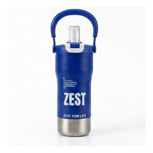 Garrafa Térmica 800ml Aço Inox 316 com Canudo Bocal Alça Isolamento a Vácuo Azul ZEST para Academia e Trabalho
