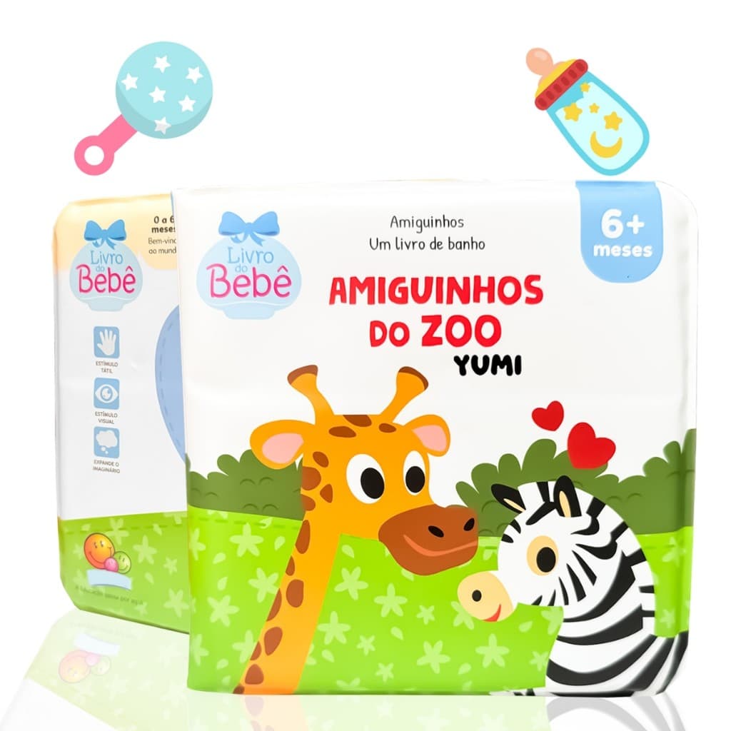 Livro Do Bebê : Amiguinhos Do Zoo | Livro De Banho Divertido Ilustrado Impermeável - Sensorial