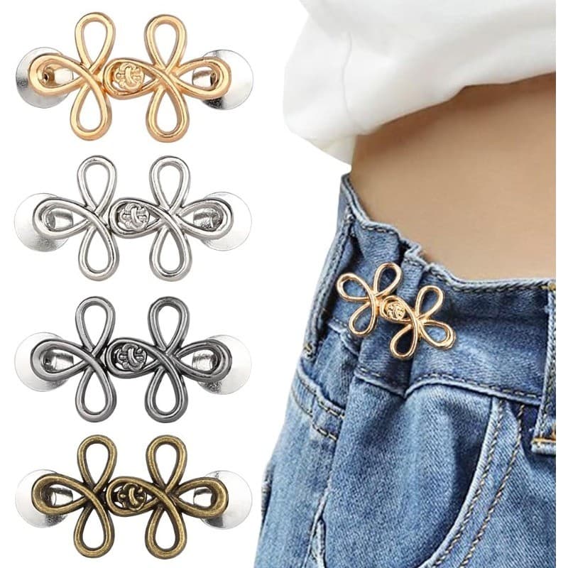 2/4 Unidades Sem Costura Botões De Aperto De Cintura Jeans , Fivela De Ajuste De Metal Em Forma De Flor Removível , Clip