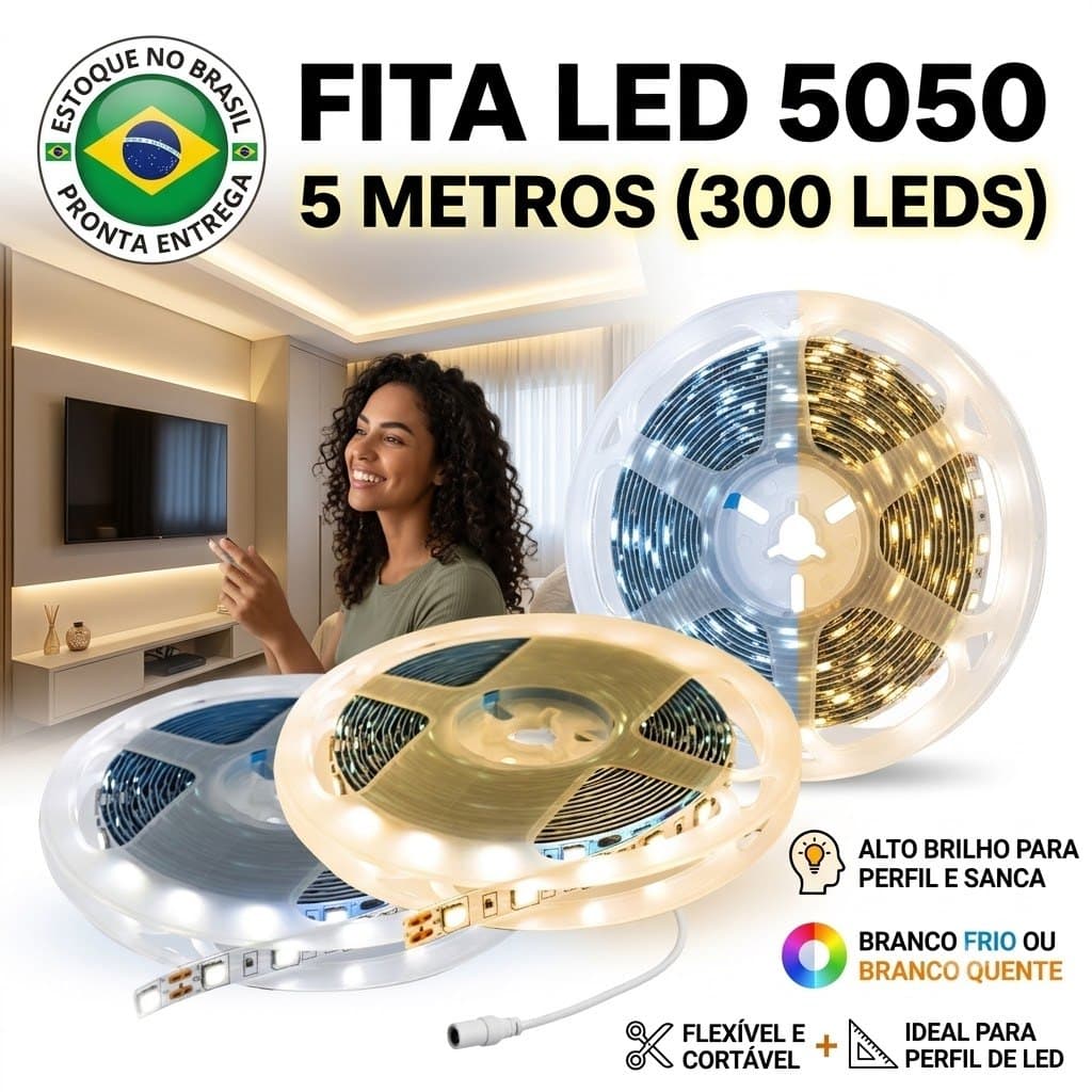 Fita Led 5050 5M 12V Branco Frio Quente 300 Leds Perfil De Led Decoracao Natalina Natal Arvore Sanca