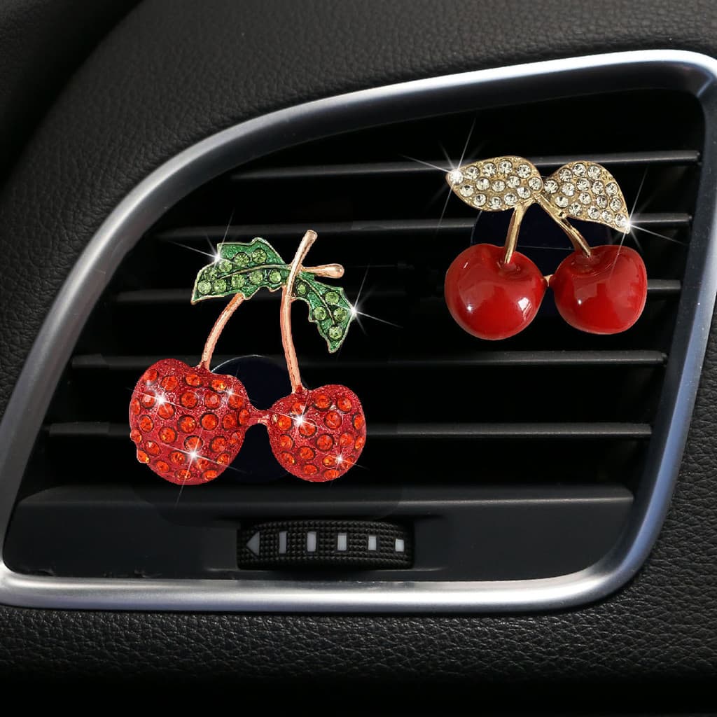 ENVIO RÁPIDO: Aromatizador Automotivo de Cereja Cristal com Clipe, Suporte de Perfume Decorativo para Saída de Ar com Di