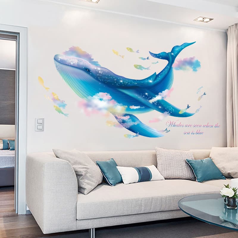 Baleia adesivos de parede auto-adesivo sala de estar fundo decoração da parede adesivos de parede quarto Layout papel de