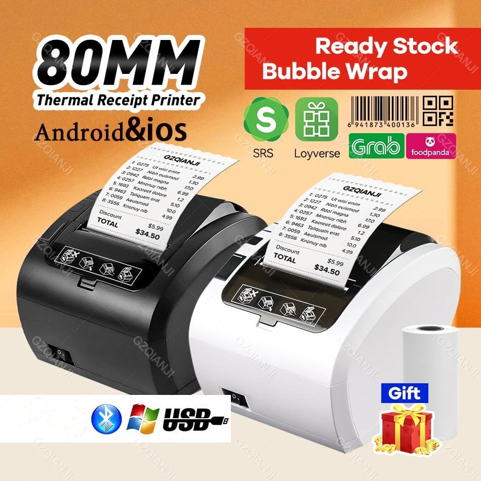 Impressora Térmicos 80mm Cozinha Restaurante Janelas Bluetooth USB Ethernet Lan Port Sistema