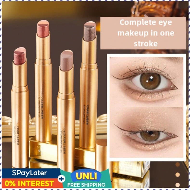 [Efeito Matte] [Praticidade Portátil] Caneta de Sombra 3 Cores/Gradiente/Sombra de Olhos/Suave