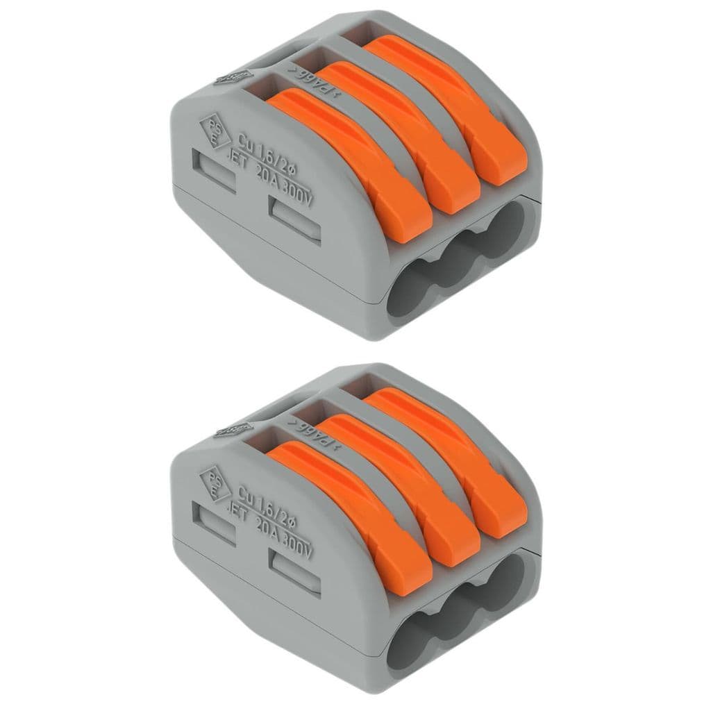 Kit 2 Conector De Emenda Alavanca 32a 3 Vias 4mm 222-413