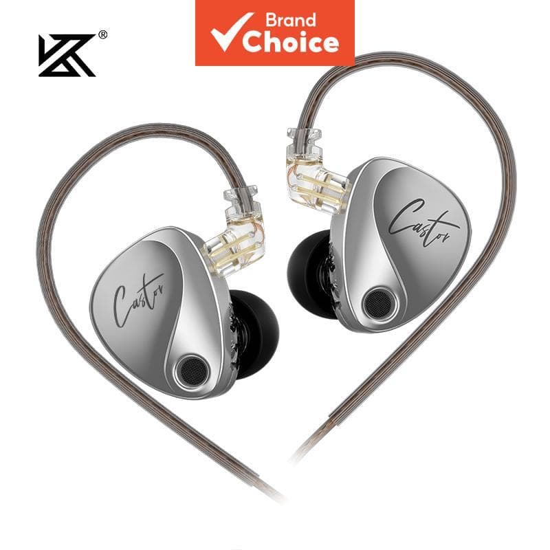 Fones De Ouvido KZ Castor HiFi Intra-Auriculares 2 Dinâmicos Ajustáveis Balanceados Armadura Monitor-Grade Música Com Ca
