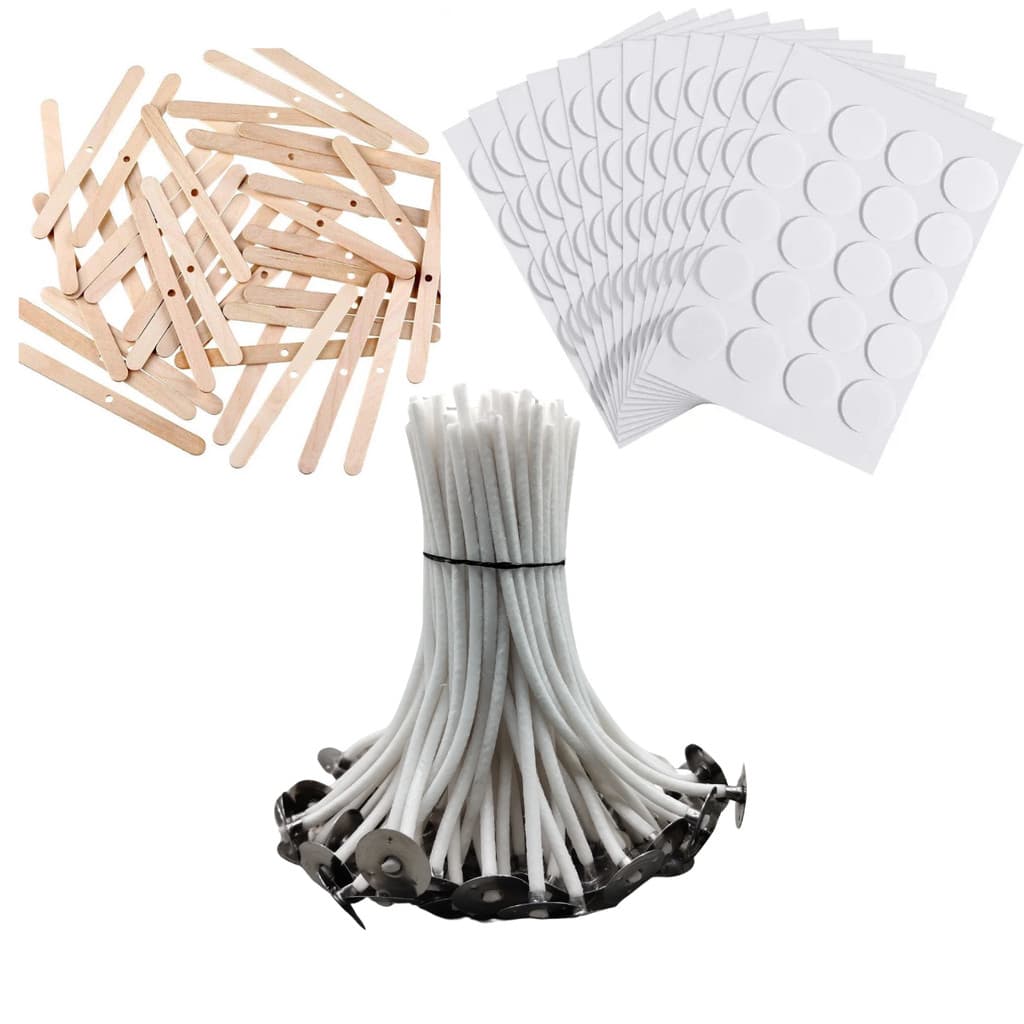 Pavio Velas Decorativas algodão parafinada 3mm 10CM - 100Uns com 100 Adesivos - 25 Centralizador