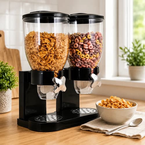 Dispenser Duplo Cereal Graos Hermetico Preto