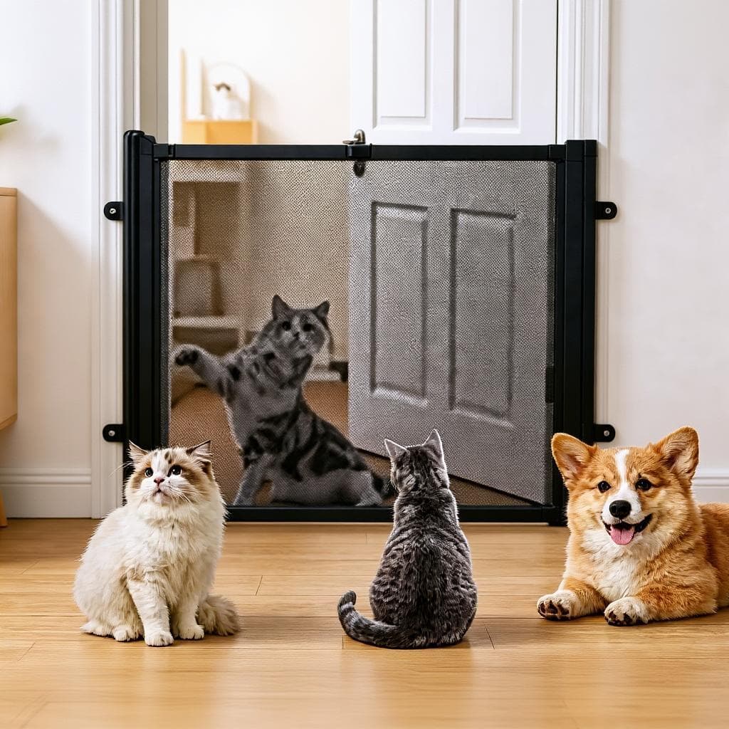 Portão de Segurança Pet Retrátil Extensível para Cães e Gatos