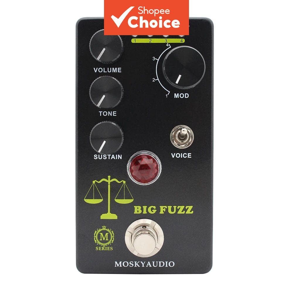 Pedal de Efeito Mosky Big Fuzz para Guitarra com 4 Botões, Adequado para Acessórios de Guitarra e Baixo