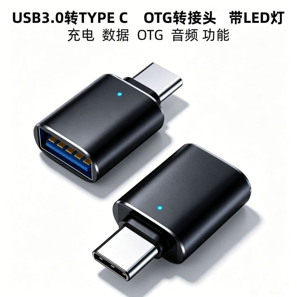 [Estoque pronto] adaptador typec otg para celular u Disk leitor de cartão de memória usb3.0 5g transmissão led com cabeç