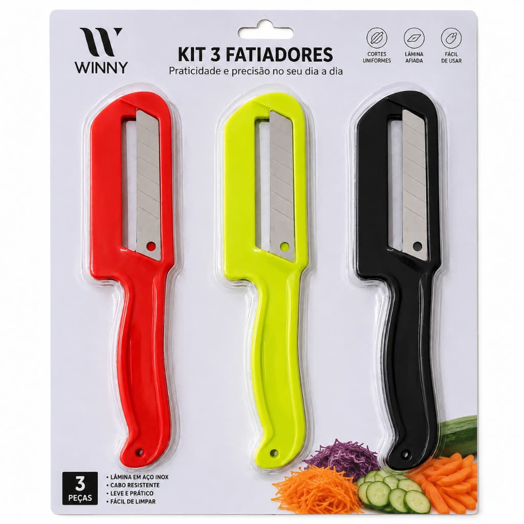 Kit 3 Fatiador de Legumes Cortador Descascador Picador de Legumes Prático e Rápido Produto  Para Cozinha. Envio Rápido