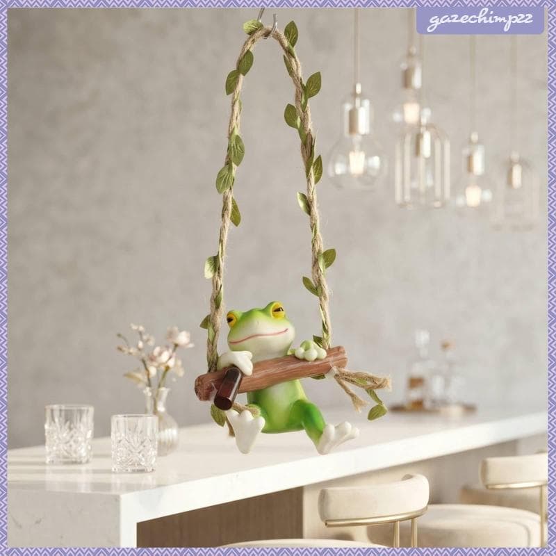 [Gazechimp] Ornamento De Escada De Escalada De Sapo Pronto Para Pendurar Estatueta De Balanço Fofa Jardim , Varanda , Pá