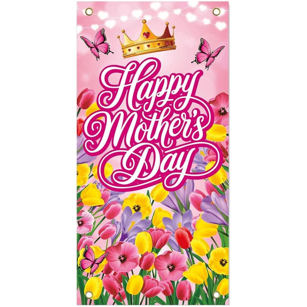 Grande Faixa Decorativa para o Dia das Mães, Placa de Decoração para o Dia das Mães, Fundo Decorativo "Obrigada Mãe", Fa