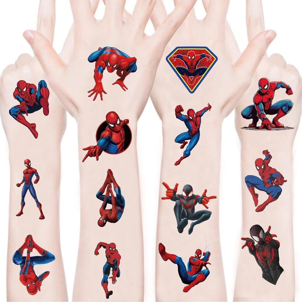100 peças de tatuagens temporárias do Homem-Aranha para crianças, suprimentos para festas de aniversário, lembranças, de