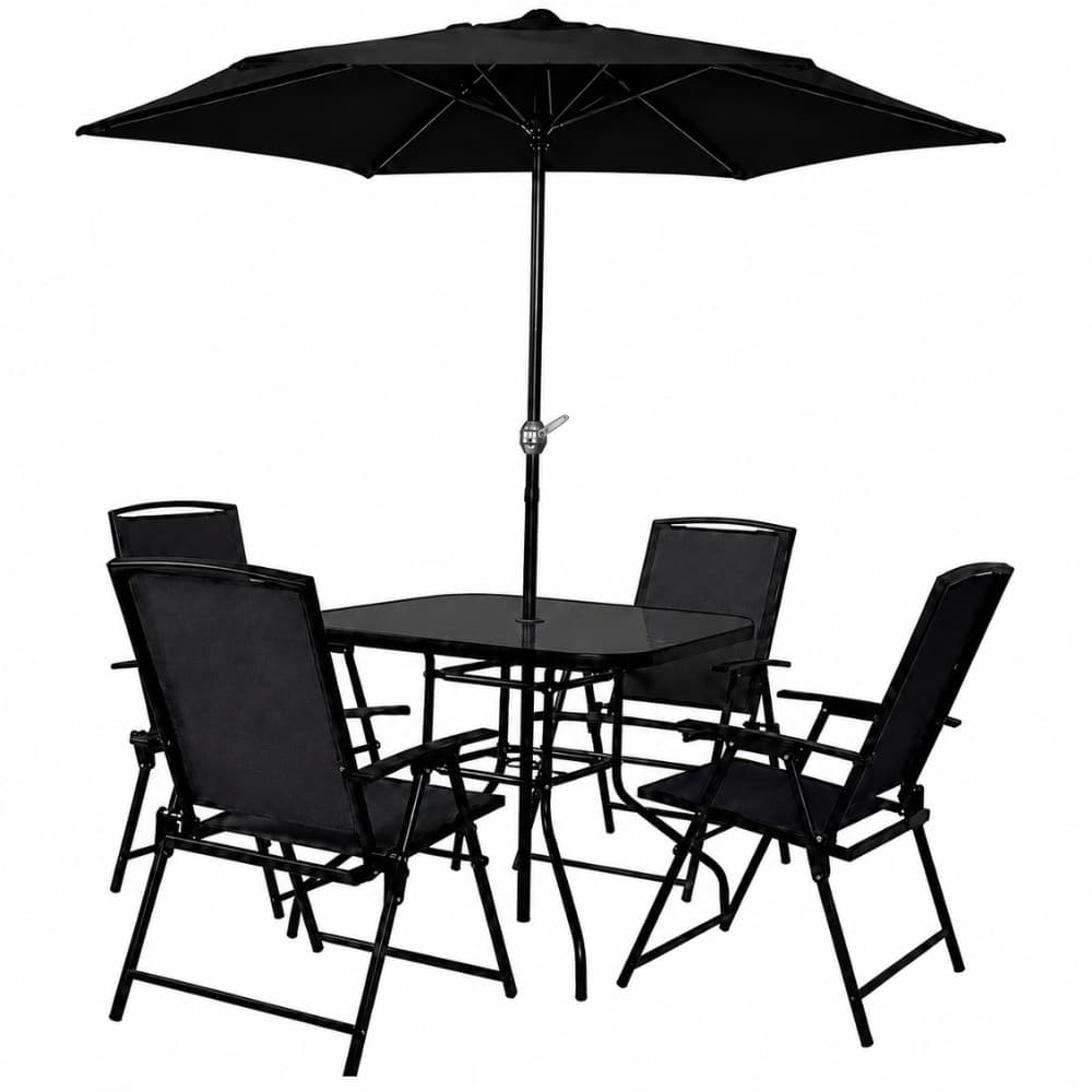 Conjunto com Mesa 4 Cadeiras e Guarda Sol 180CM Riviera para Jardim CASA LYS