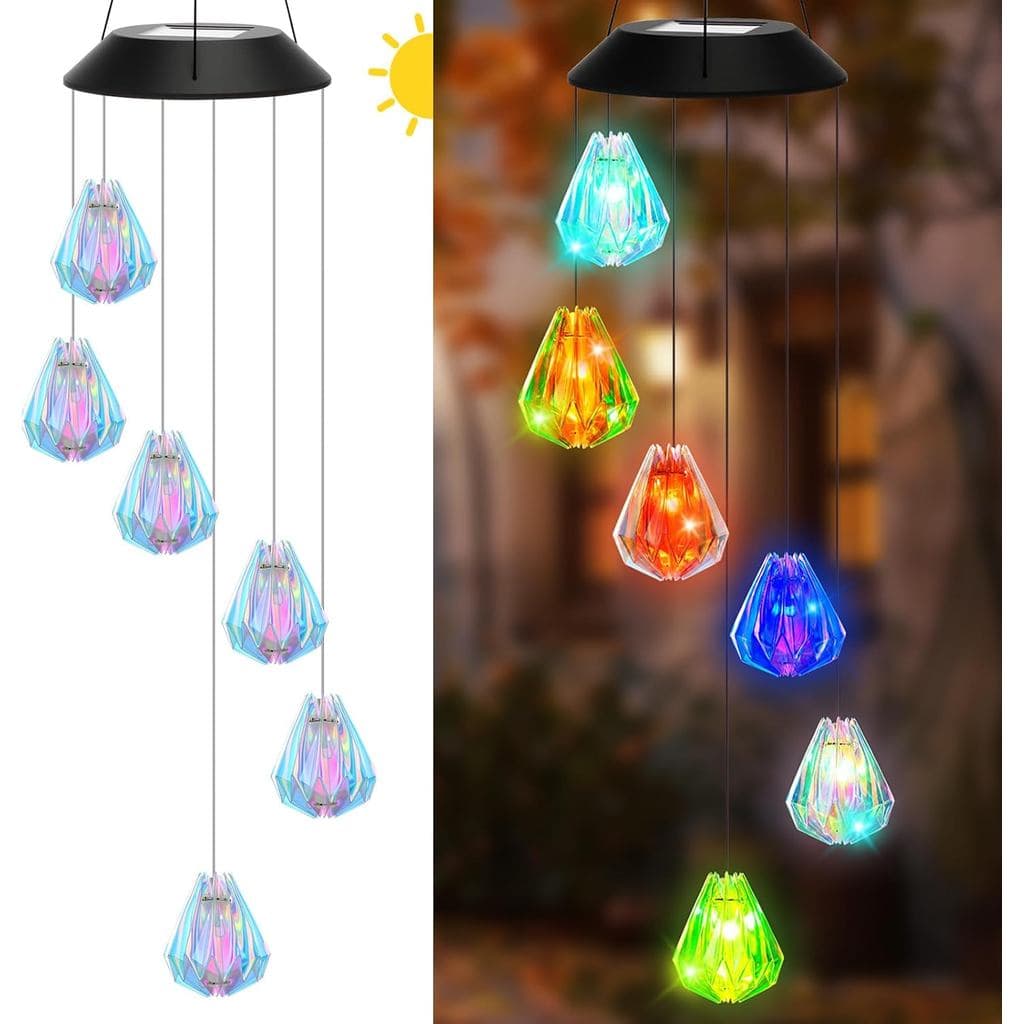 VIHOSE Luzes Solares Decorativas para Jardim, Sino de Vento Solar com Mudança de Cor, Luzes LED Móveis com Bola Laser pa