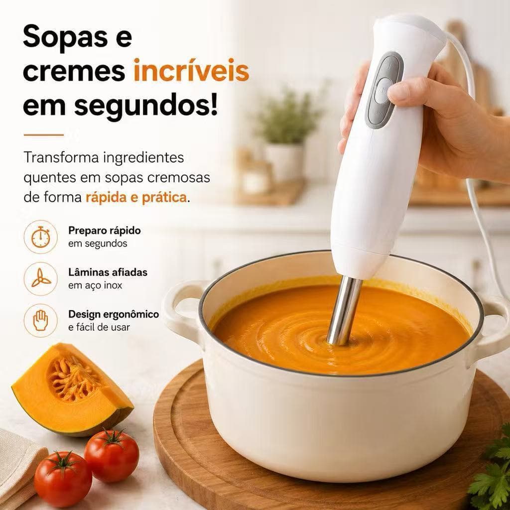 Mixer Processador Elétrico 400W Multifuncional 3 em 1 110V com Lâmina Inox