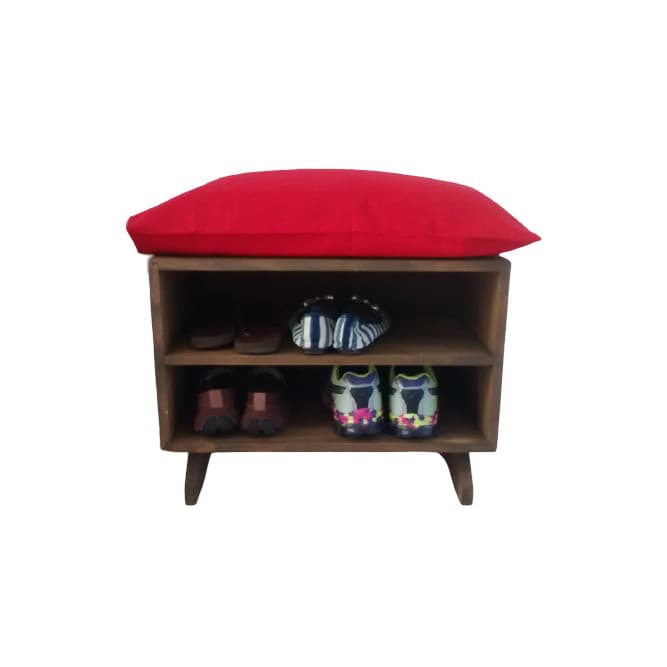 Puff Sapateira Almofada Red 40x40 4 Pares