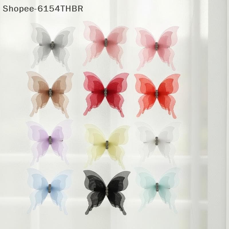 [RG] 10 Peças Broche De Borboleta De Strass De Organza 3D Alfinetes De Lapela De Tule De 6 Cores Para Casamento Faça Voc