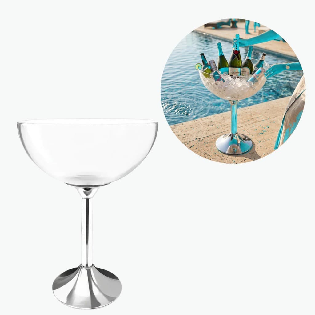 Champanheira Acrílica Grande Com Pedestal Inox 33L Para Festa Casamento Bar