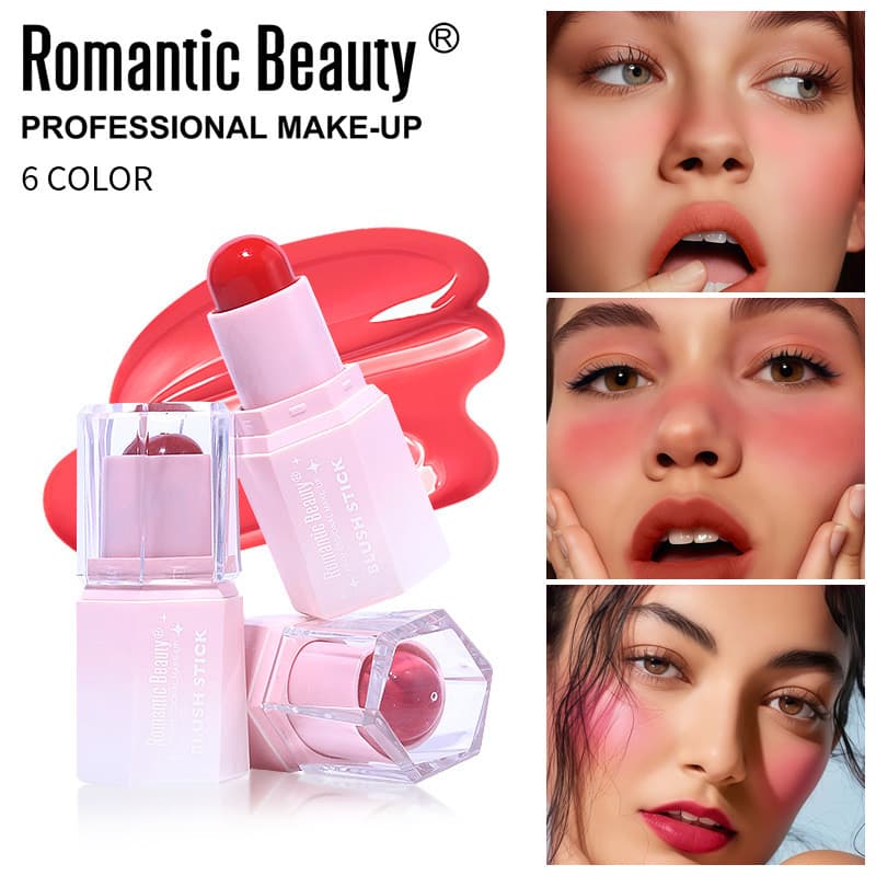 Bastão de blush com brilho aquoso, blush em creme tridimensional de longa duração, blush natural com efeito perolado, ma