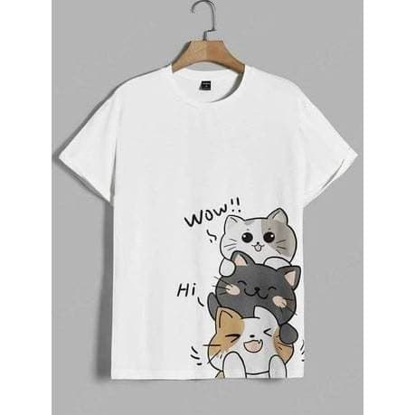 Camiseta Estampada Desenho 3 Gatinhos Fofos e Divertidos Modinha Verão Lançamento Promoção