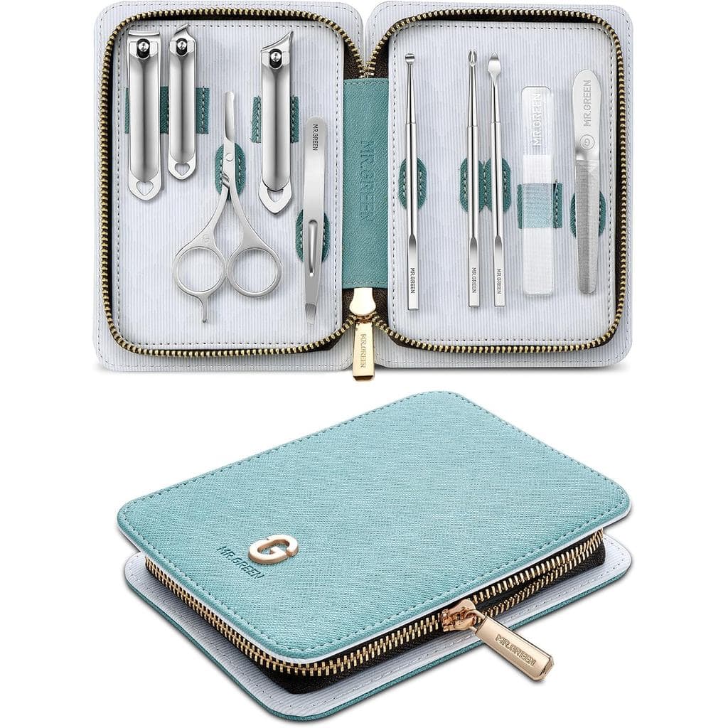 Kit de Manicure MR.GREEN 10 em 1, Conjunto de Cortadores de Unhas em Aço Inoxidável Alemão, Kit Profissional de Cuidados