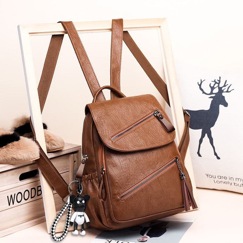 Mochila de couro macio feminina 2026 novo estilo bolsa feminina All-Match viagem moda versão coreana mochila simples pre
