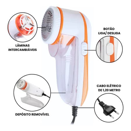 Papa Bolinha Grande com Cabo Bivolt Tira Pelos de Roupas