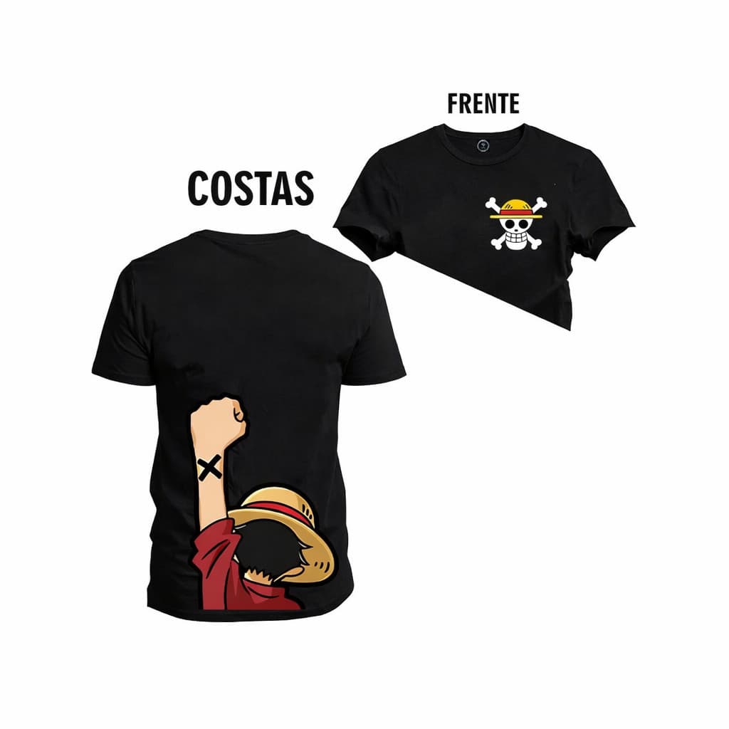 Camiseta camisa blusa Infantil Juvenil Anime One piece Juramento Frente e Costas Camisa infantil Crianças 100% algodão