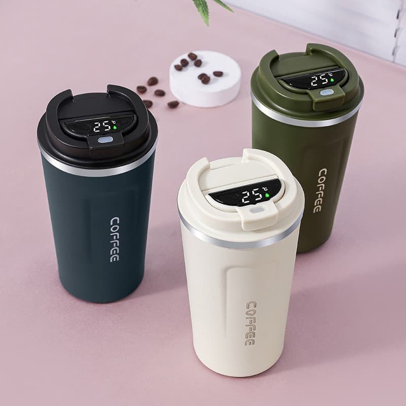Garrafa Térmica Inox Portátil com Medidor de Temperatura para Café e Bebidas Quentes